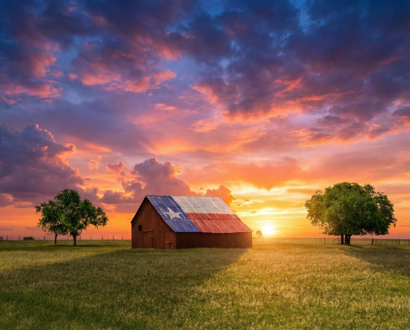 Aerial photography of Texas barn near San Angelo, West Texas
