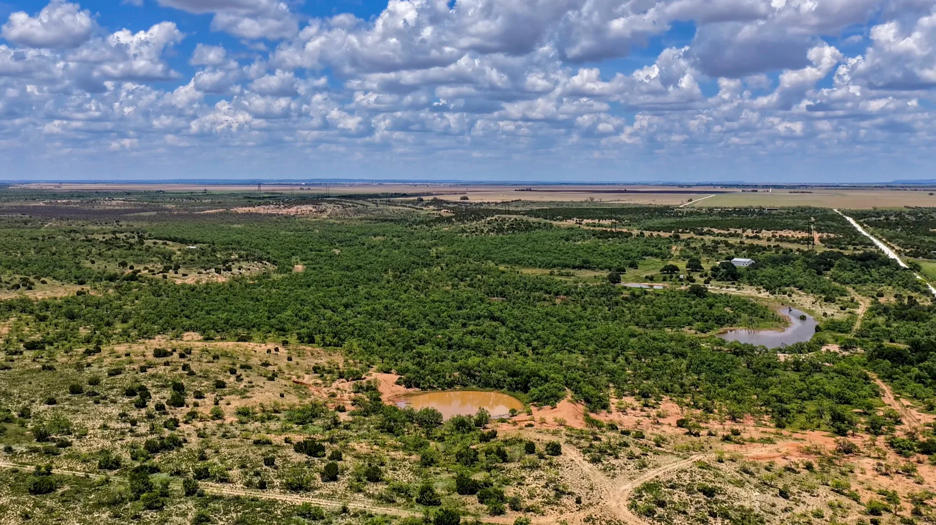 Aerial photography of West Texas ranch land near San Angelo